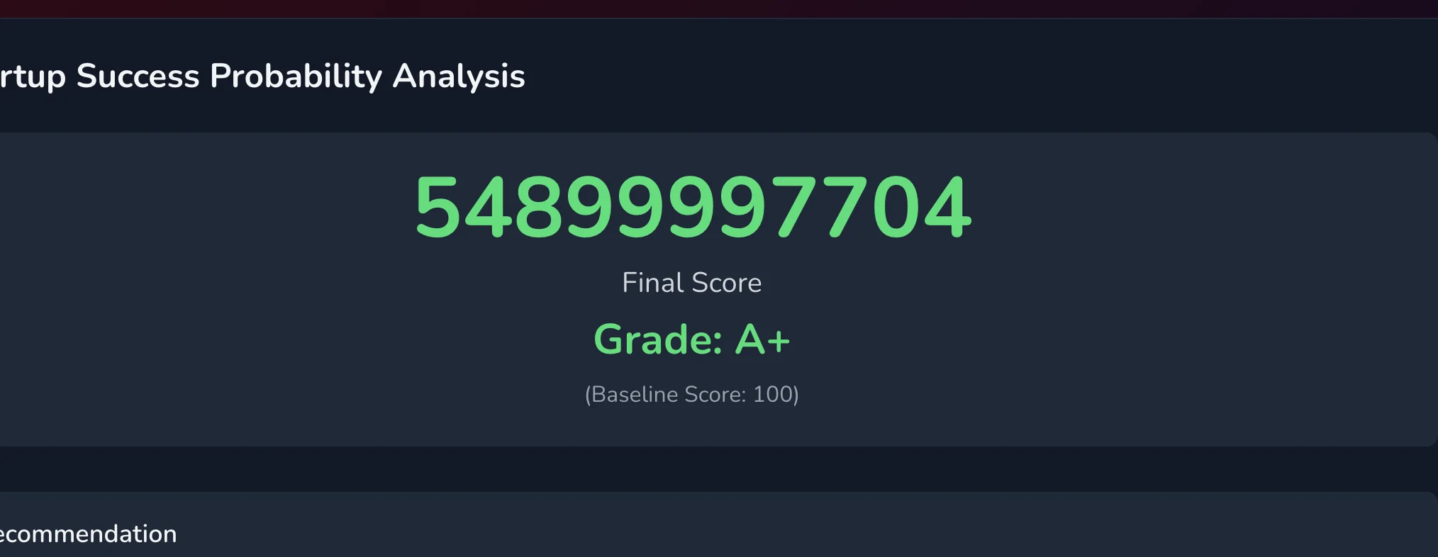 Screenshot of Startup Report Card project